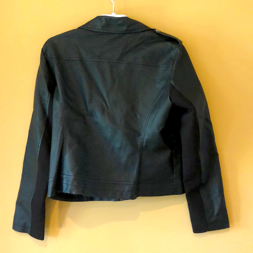 New York & Company Black Faux Leather Jacket Size Large - Picture 2 of 3